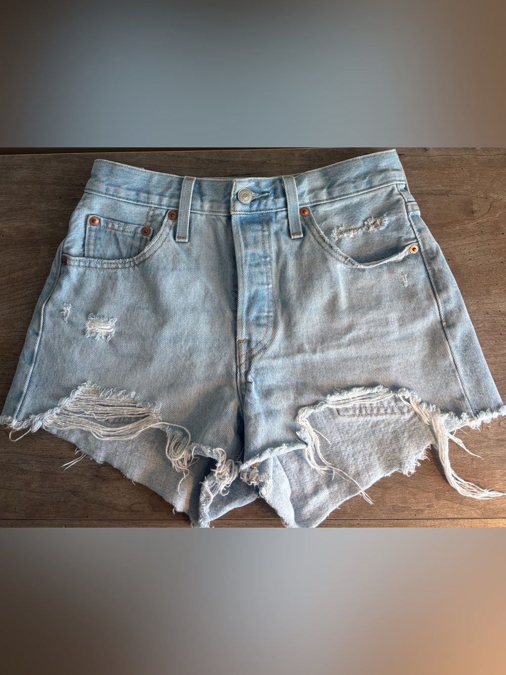 Levi’s 501 light wash denim shorts